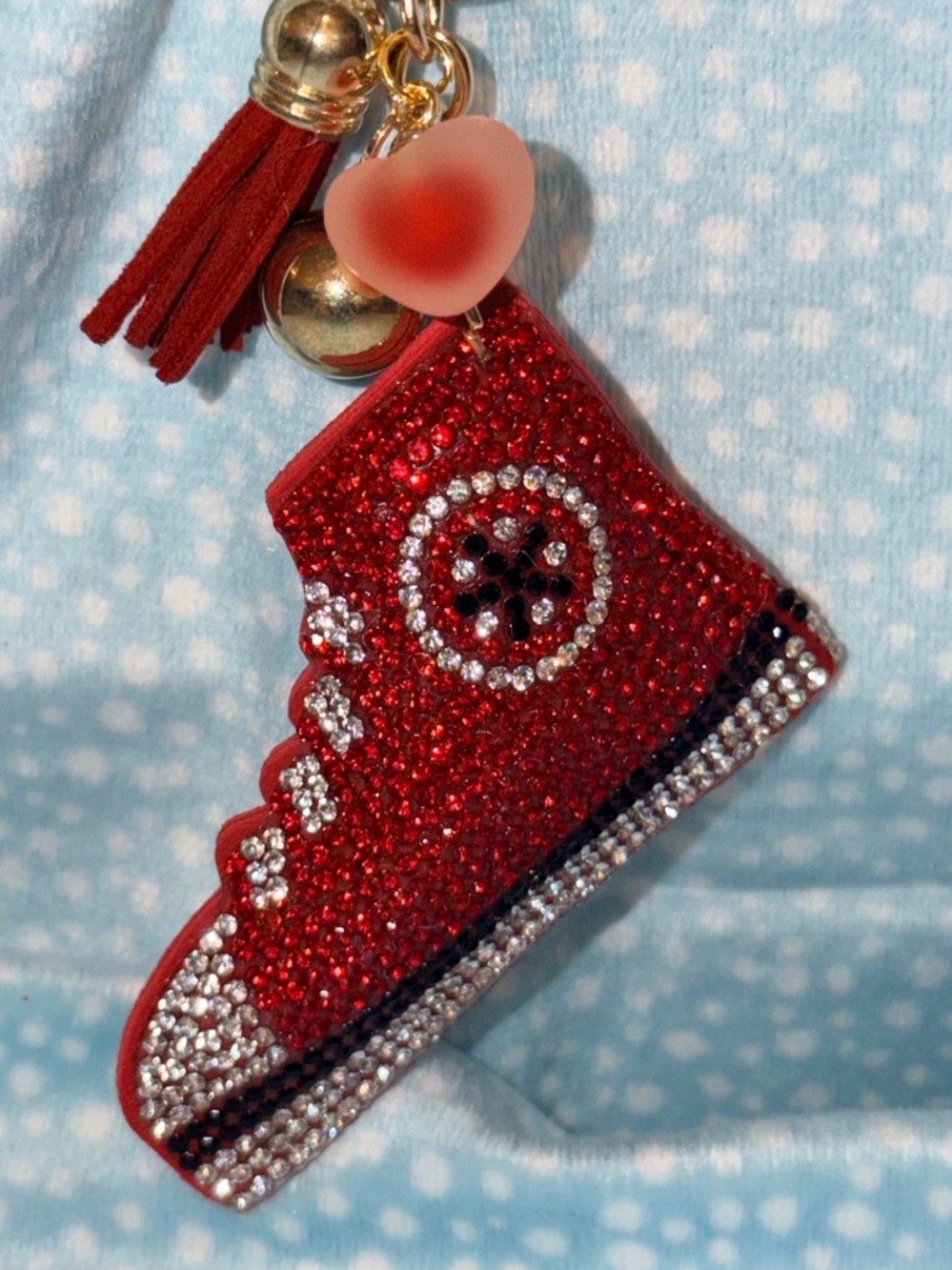 Red Crystal Sneaker Keychain with charms